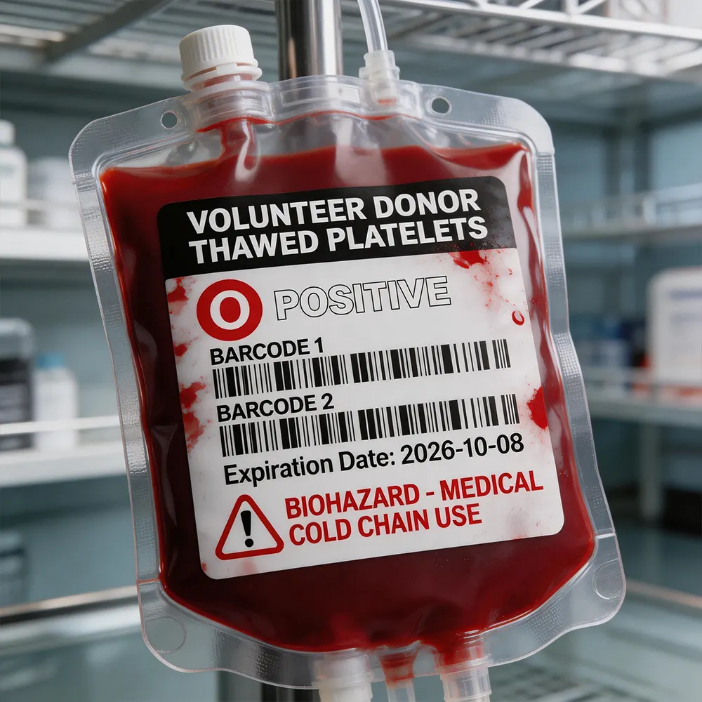 Etichetta per la borsa di sangue resistente