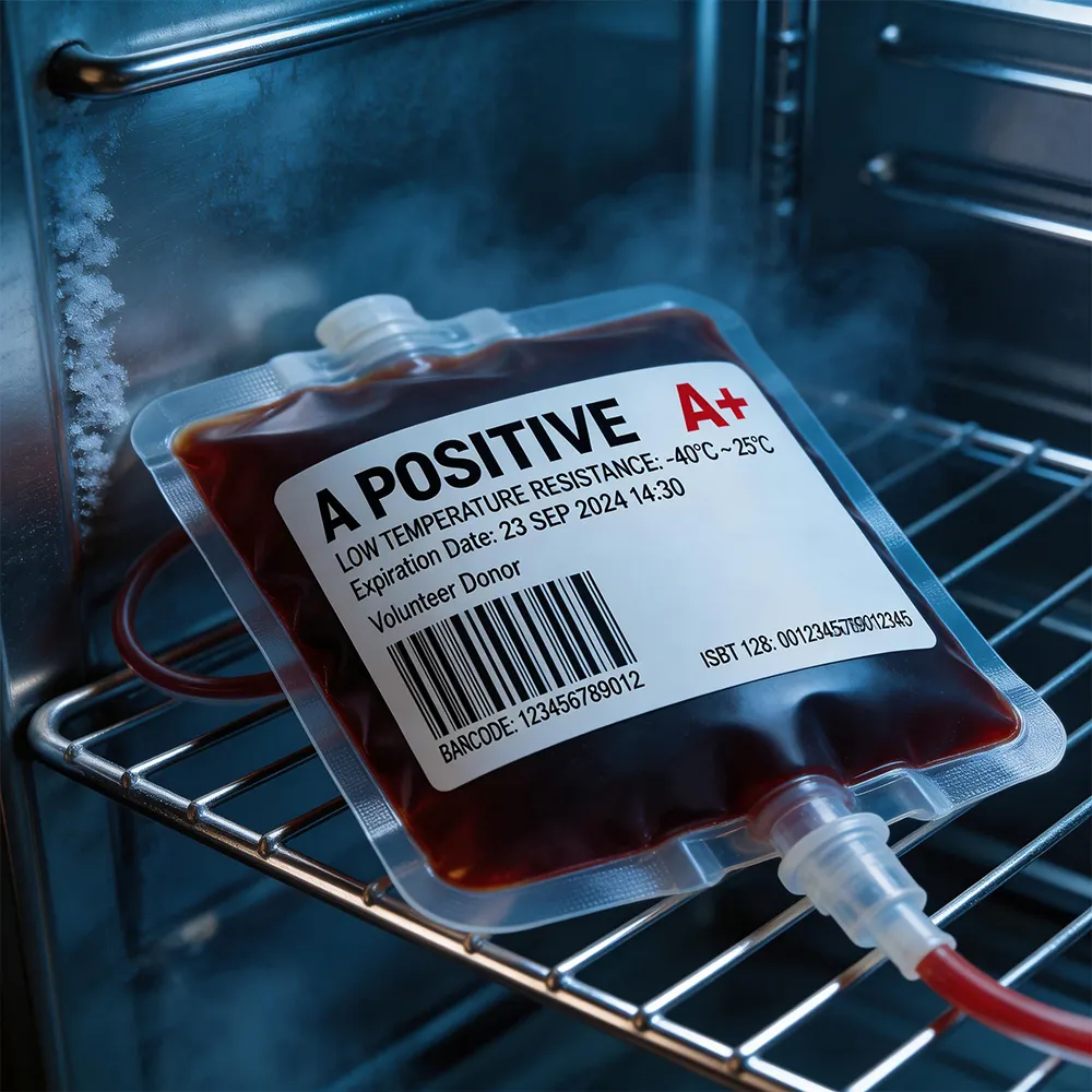 Etichetta per la conservazione del sangue ospedaliera