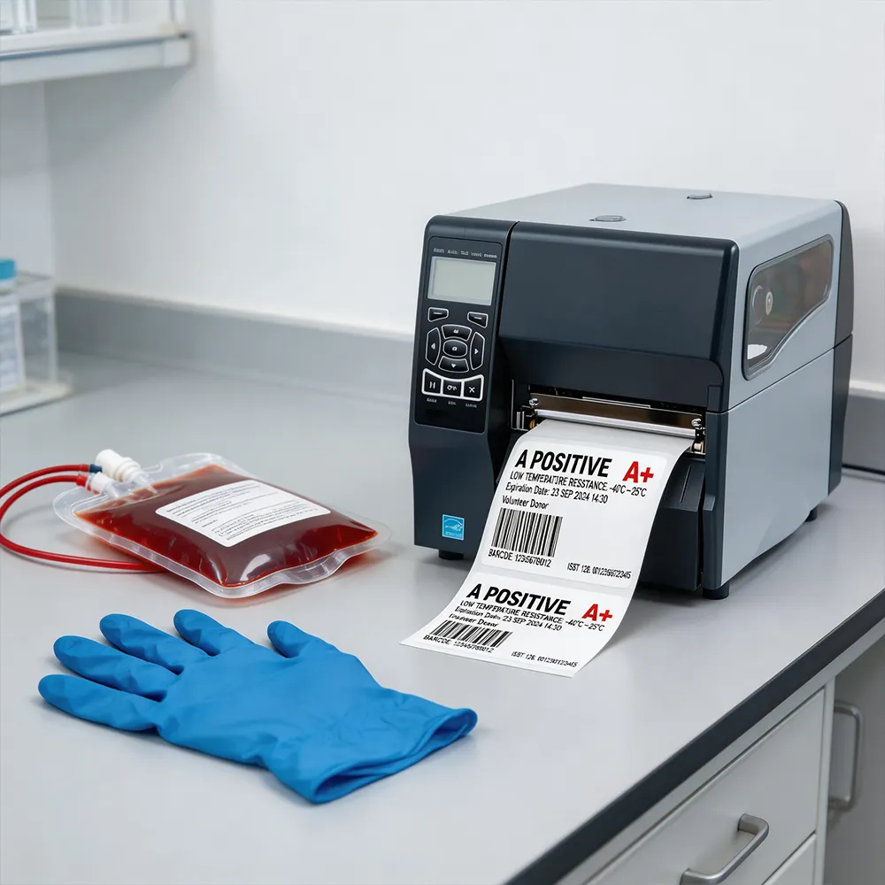 Etichetta adesiva per banche del sangue