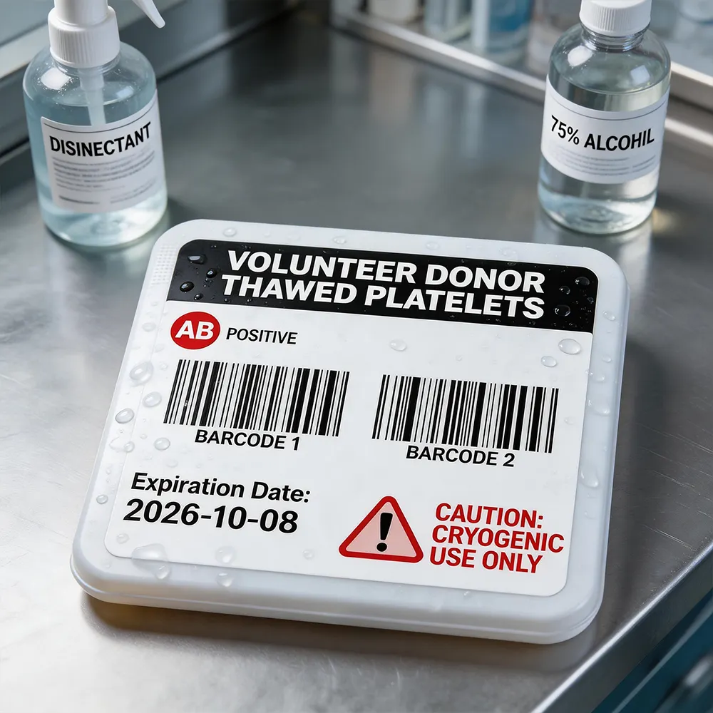 Adesivo per sacchetto di sangue resistente