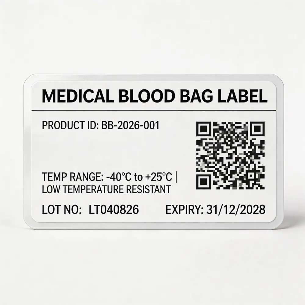 Etichetta del codice QR della sacca di sangue