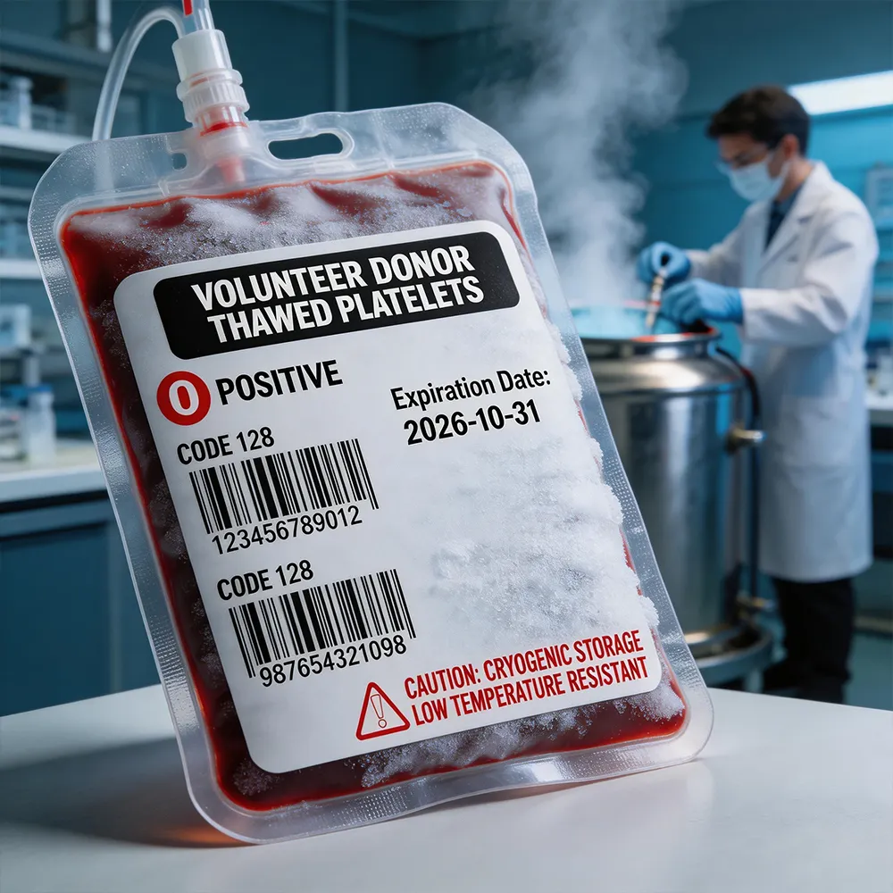 Etichetta a barre per sacche di sangue