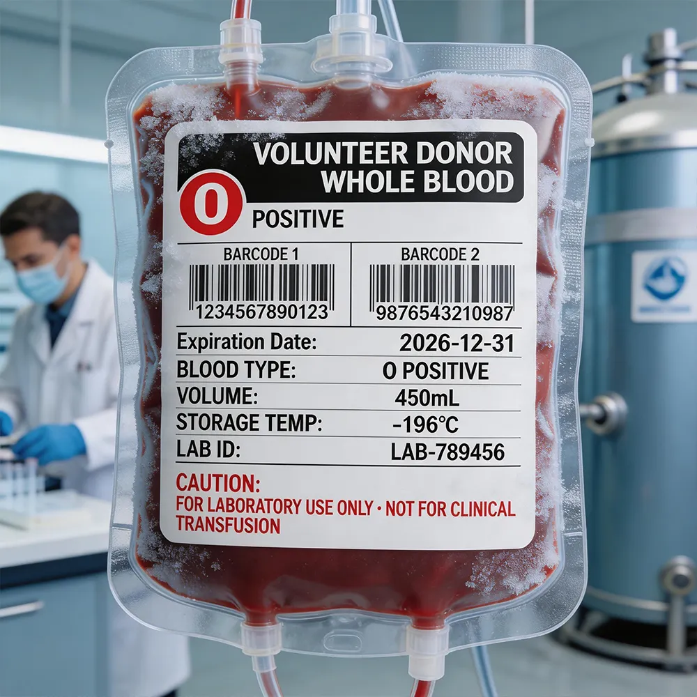 Etichetta criogenica per l'accumulo del sangue