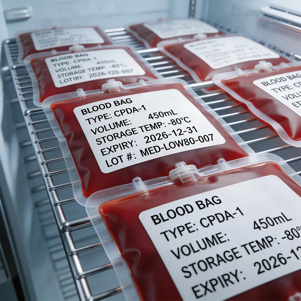 Etichetta di sangue congelatrice profonda