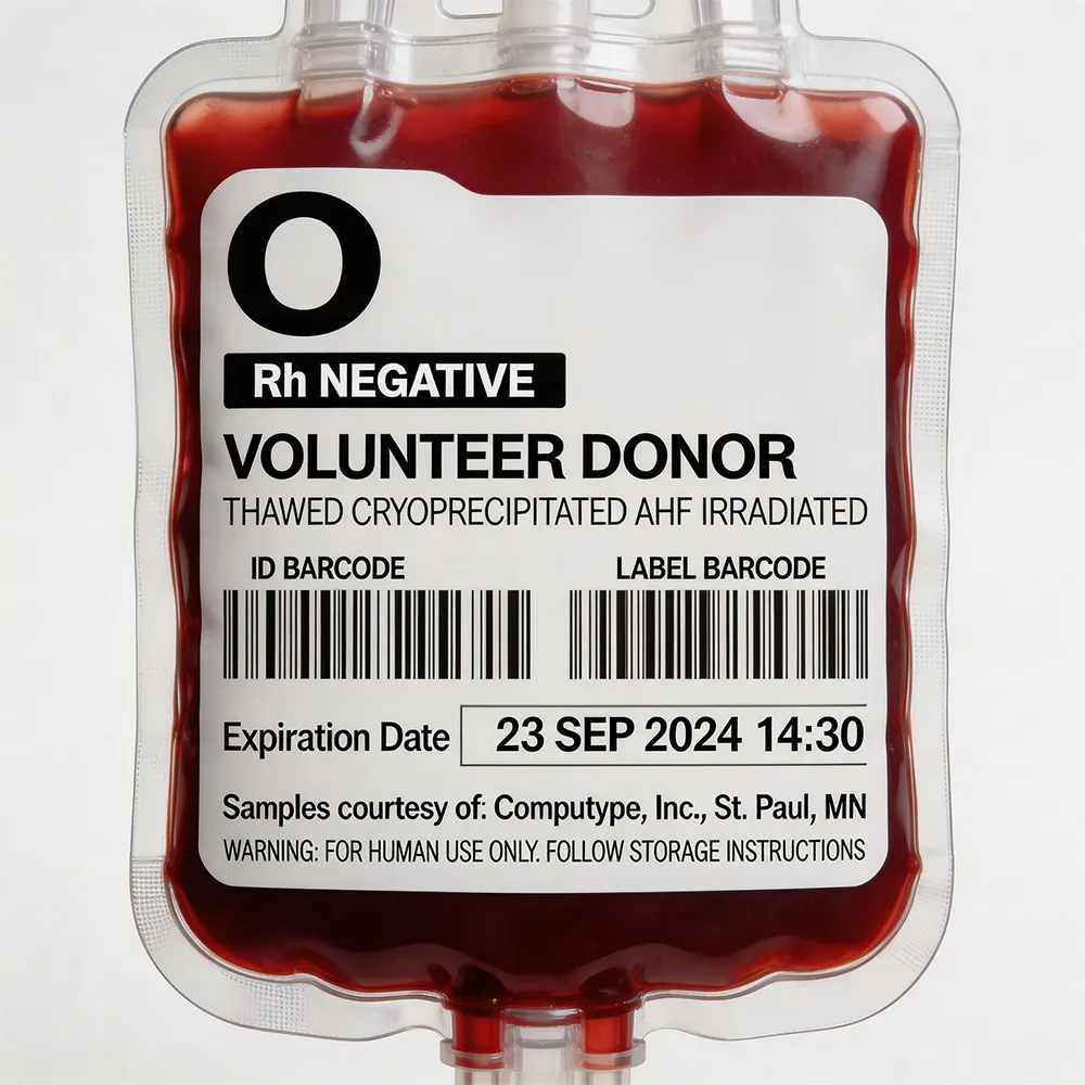 Etichetta del sangue ospedaliero