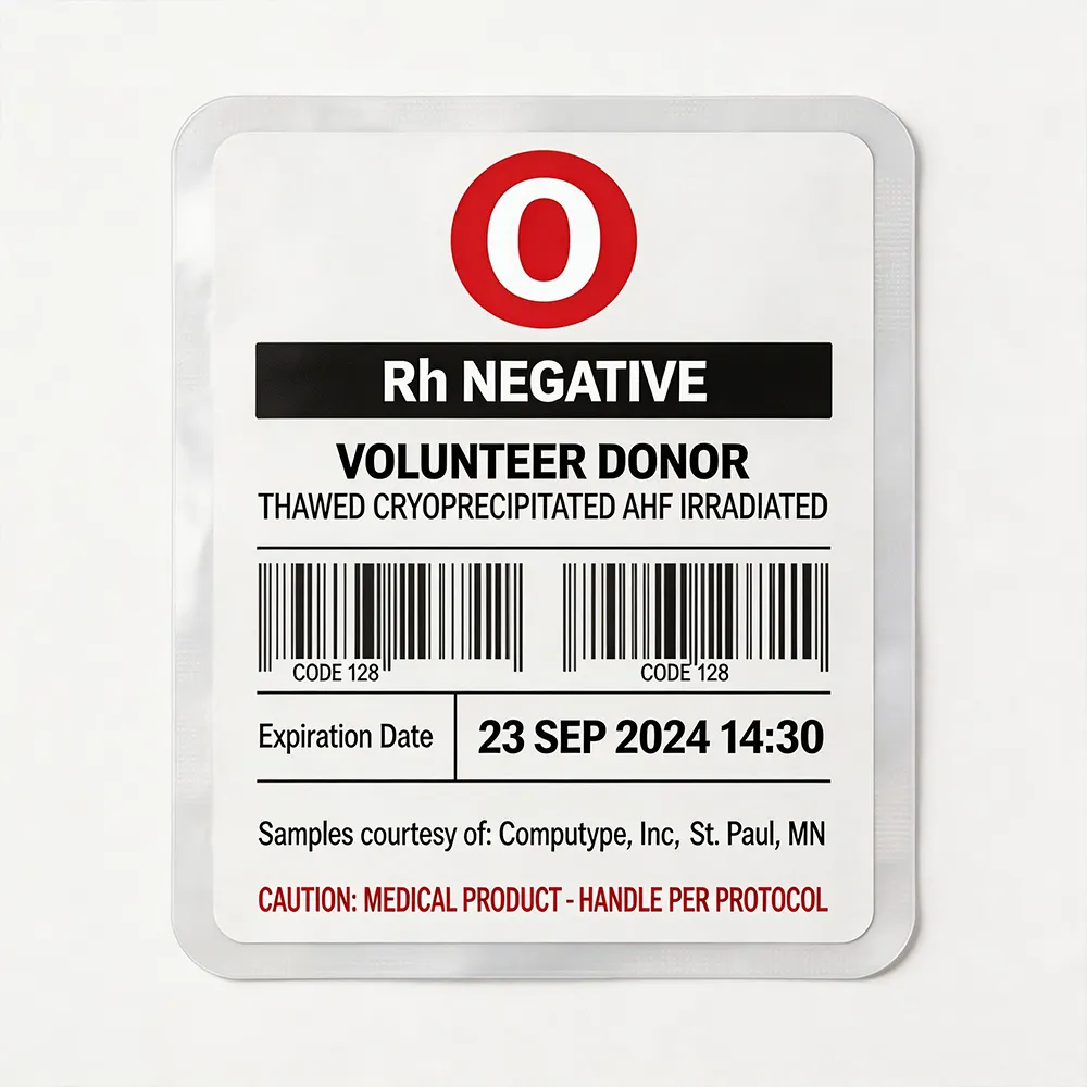 Etichetta medica del sangue