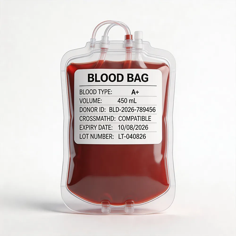 Etichetta del centro di trasfusione di sangue