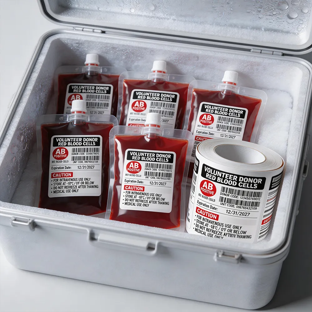 Adesivo della borsa di sangue congelata