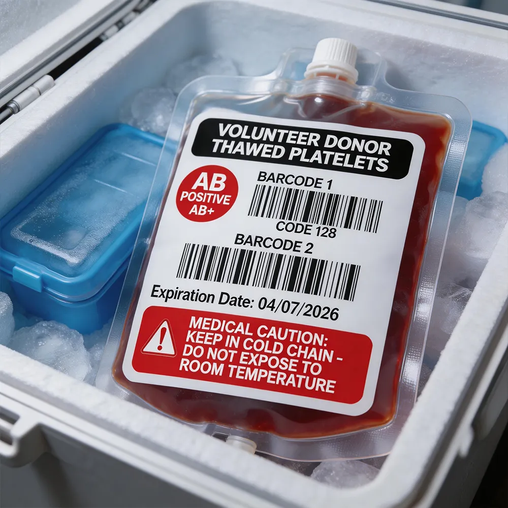 Etichette dell'inventario delle sacche di sangue