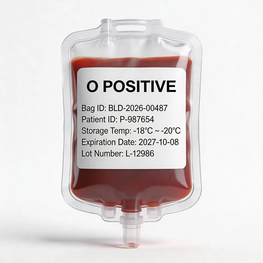 Etichette per lo stoccaggio del sangue ospedaliero