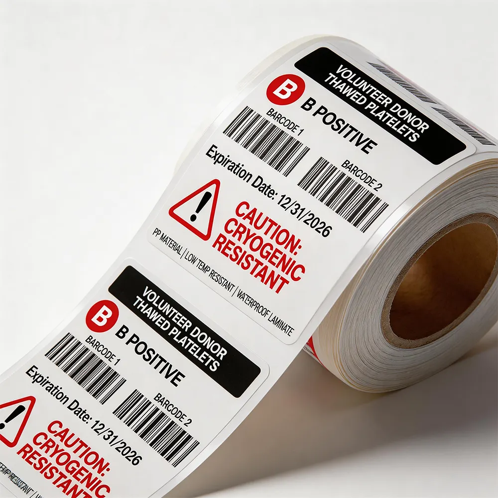 etichetta plastificata della sacca di sangue