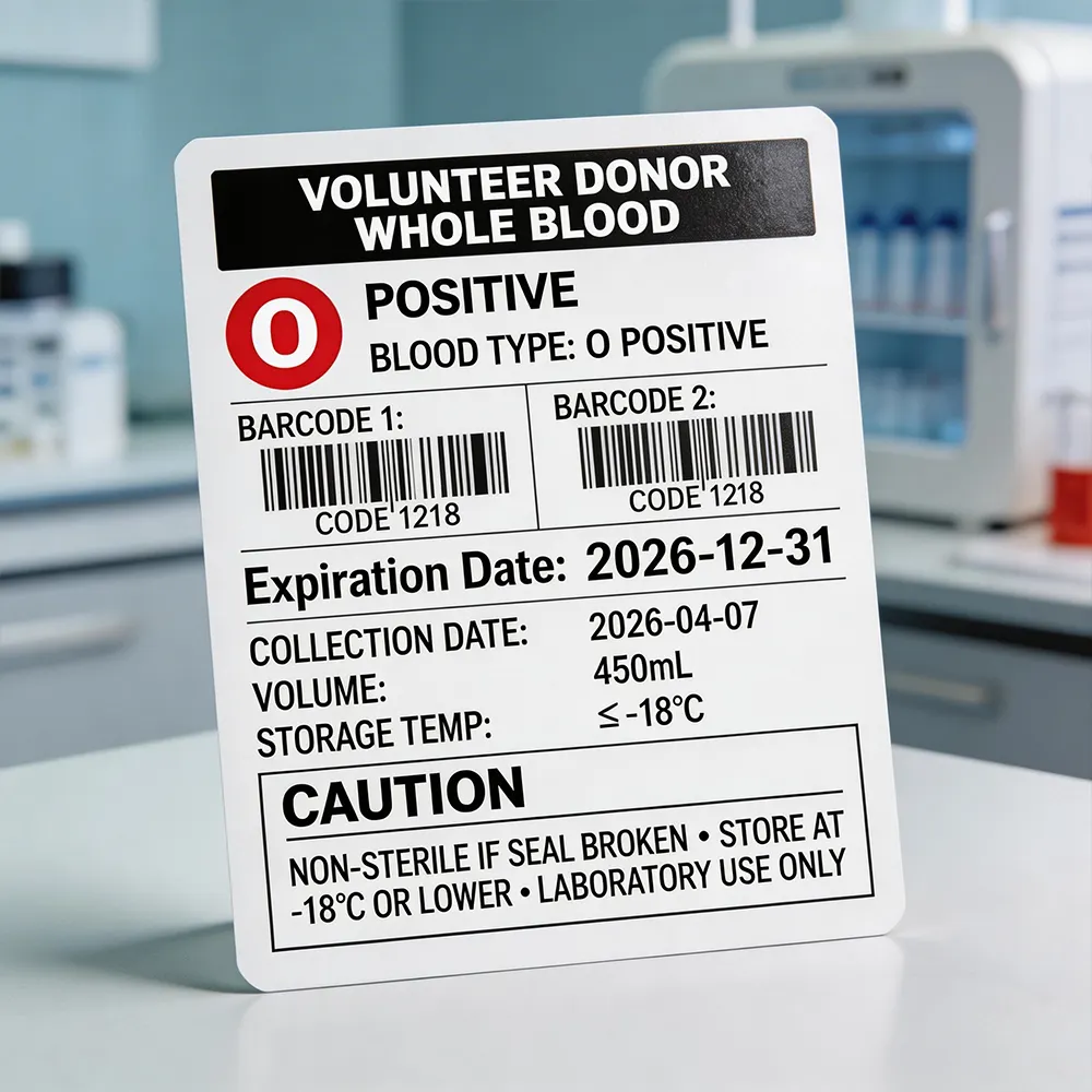 Etichetta per sacchi di sangue durevoli