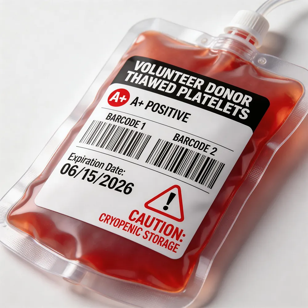 Etichettatura della sacca di sangue