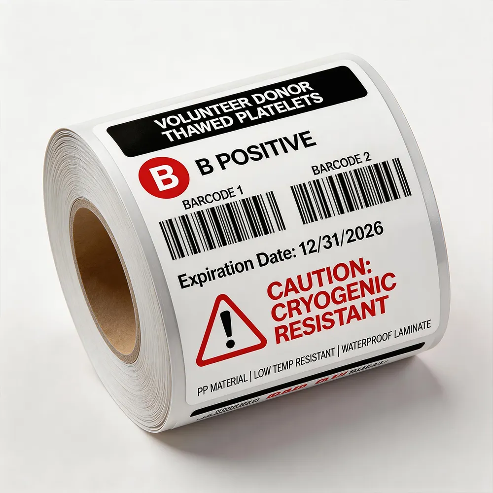 Etichetta della busta di sangue in poliestere