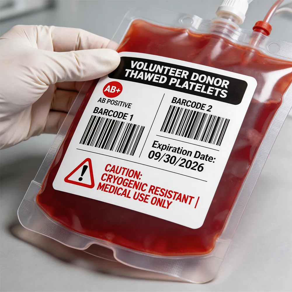 Etichetta per sacchi di sangue durevoli