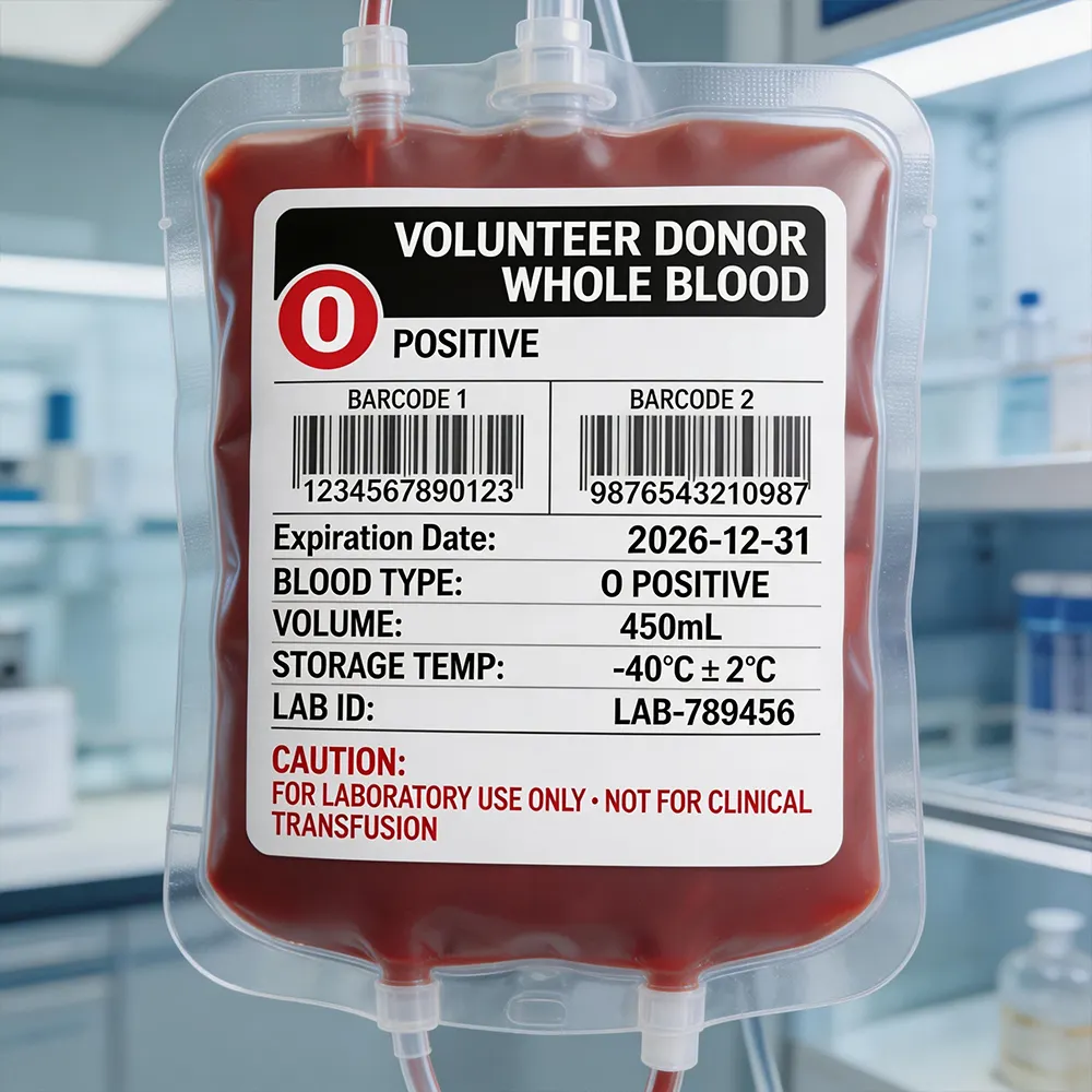 Etichetta per la conservazione a freddo del campione di sangue