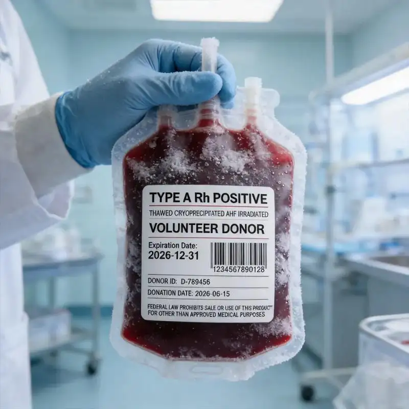 Etichetta della sacca di conservazione del sangue
